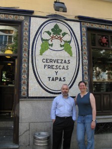 tapas1 Manuel and Mary in front of one of the tapa restaurants.