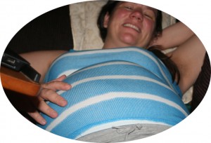 If you look closely, you can see two distinct lumps - one on the upper right and another underneath Mary's hand.