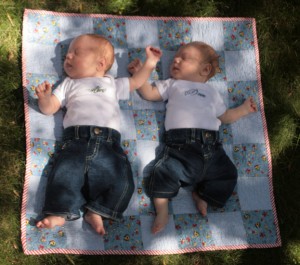 Enjoying the outdoors: Alex (left) and Dom (right)