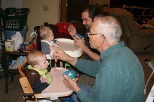 2 little boys making 2 happy bowls.