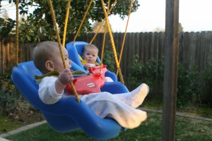 Dom (left) & Alex go for a swing.