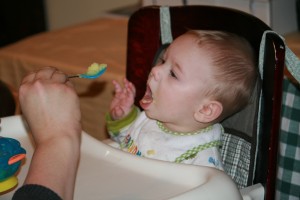 The Twin-Daddy calls this Dom's baby-bird pose.