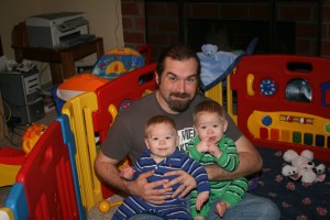 Dom (left) & Alex with Dad in the early morning