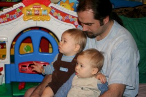 Guy Time: Alex (left) and Dom with Dad