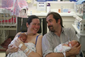 Alex with Mom and Dom with Dad