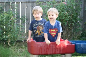 Alex and Dom on the water table.