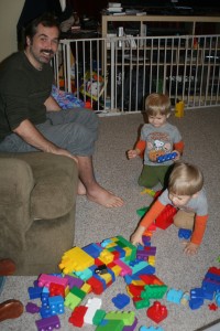 Puck, Alex, and Dom with Megabloks