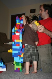 All my guys work on a tall tower.