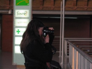 This is Mary having a good time taking pictures of Atocha Station.  (She just likes taking phots.)